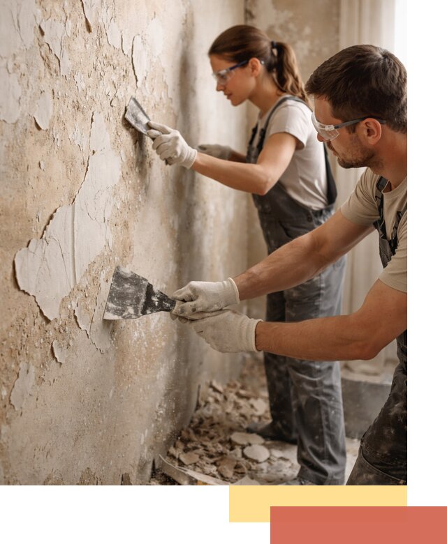 Снятие старой шпаклевки и подготовка поверхностей в Ярцево