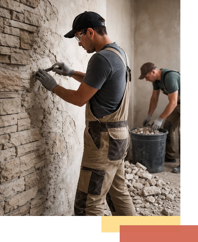 Демонтаж декоративного камня в Ярцево профессионально и безопасно