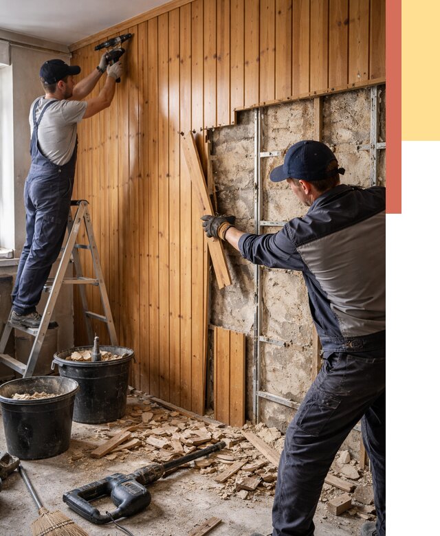 Демонтаж вагонки со стен в Ярцево от 1475 руб. — снятие, удаление, срочно | ОТДЕЛОЧНИК-Рцв