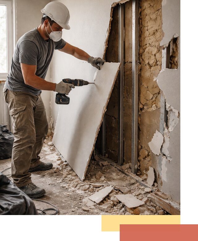 Демонтаж гипсокартона со стен в Ярцево качественно и быстро