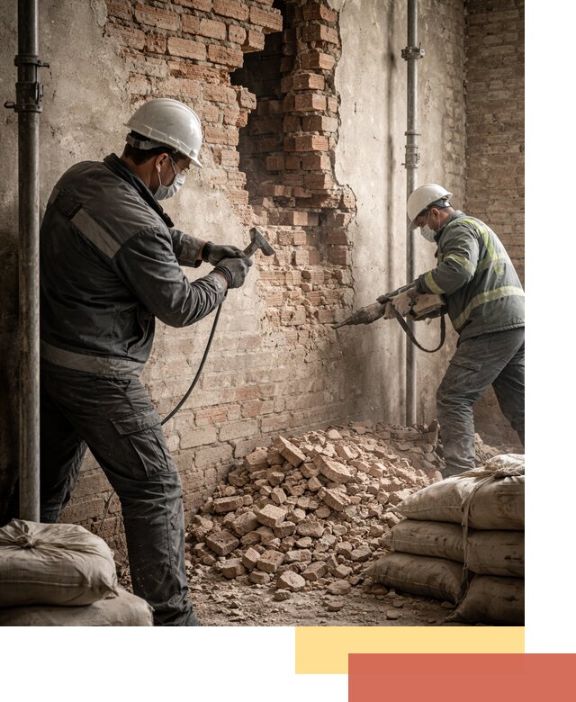 Демонтаж кирпичных стен в Ярцево быстро и безопасно