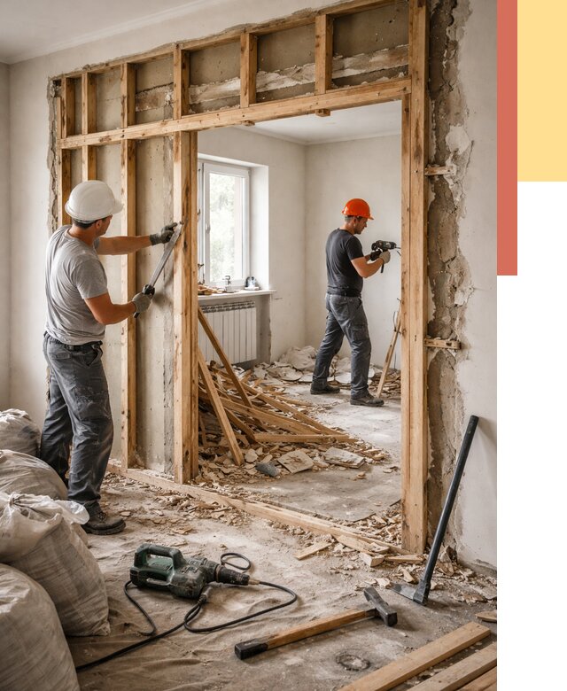 Демонтаж деревянных перегородок в Ярцево от 3256 руб. — быстро и недорого | ОТДЕЛОЧНИК-Рцв