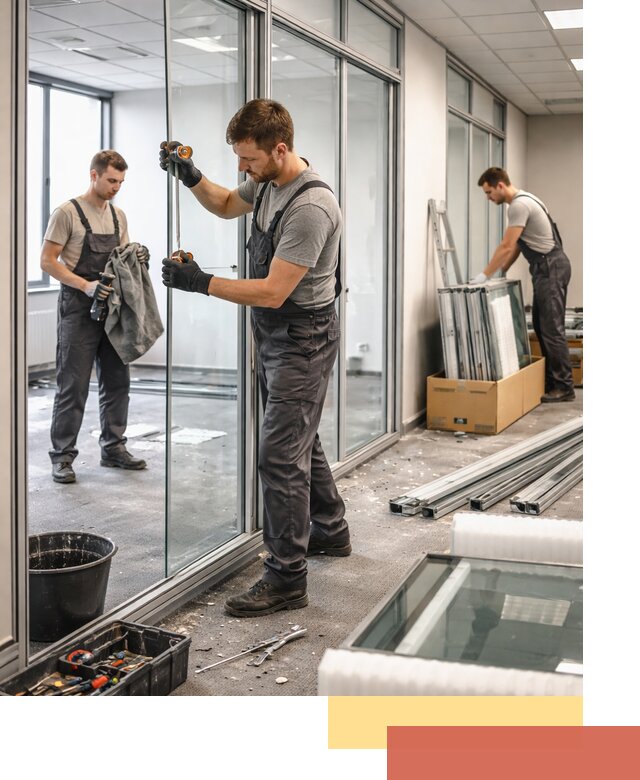 Демонтаж стеклянных перегородок в Ярцево быстро и безопасно