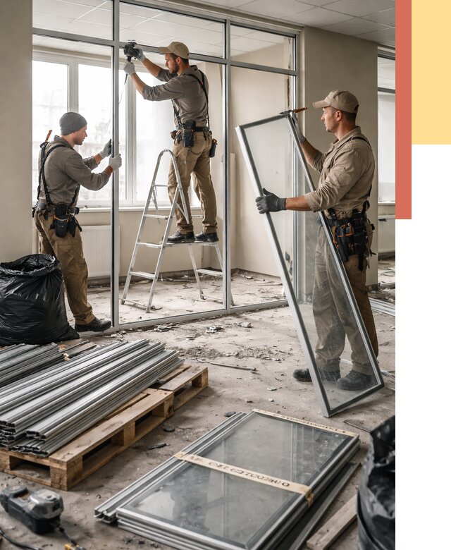 Демонтаж алюминиевых перегородок в Ярцево от 4273 руб. — быстро и недорого | ОТДЕЛОЧНИК-Рцв