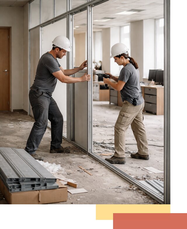 Демонтаж алюминиевых перегородок в Ярцево быстро и аккуратно