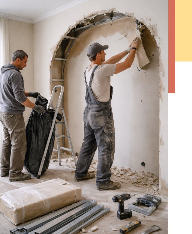 Демонтаж арки из гипсокартона в Ярцево от 3561 руб. — услуги под ключ | ОТДЕЛОЧНИК-Рцв