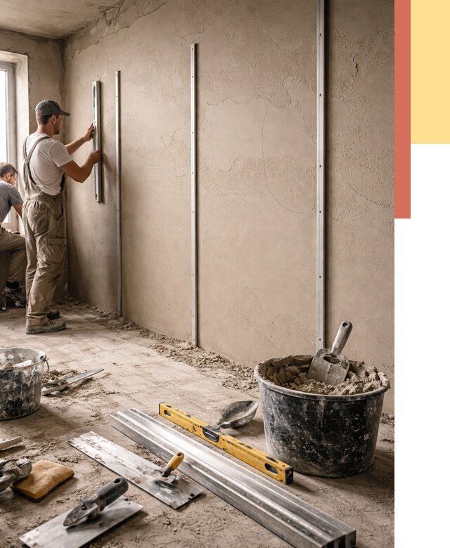 Штукатурка стен по маякам в Ярцево от 5596 руб./м² — выравнивание под ключ | ОТДЕЛОЧНИК-Рцв