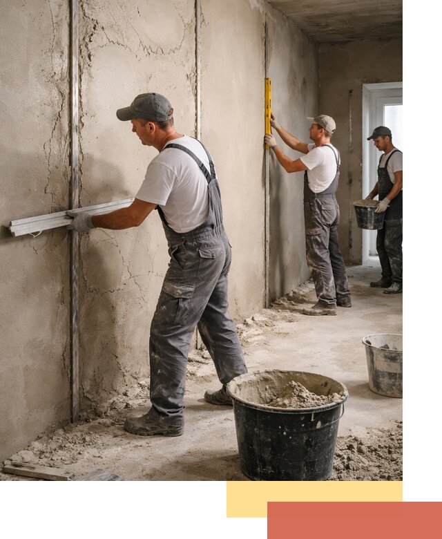 Штукатурка стен по маякам в Ярцево — точная и ровная поверхность