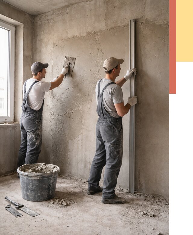 Штукатурка бетонных стен в Ярцево от 4578 руб/м² — качественно и быстро | ОТДЕЛОЧНИК-Рцв