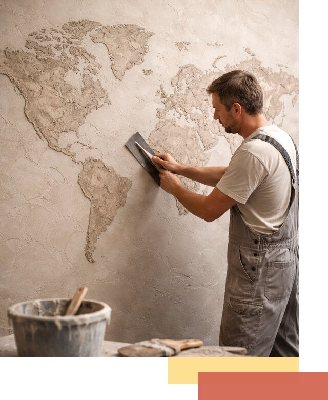 Декоративная штукатурка «Карта мира» под ключ в Ярцево