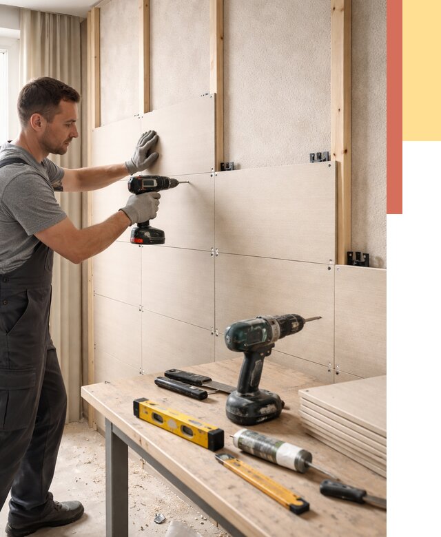 Монтаж МДФ панелей на стены в Ярцево от 1272 руб. под ключ | ОТДЕЛОЧНИК-Рцв