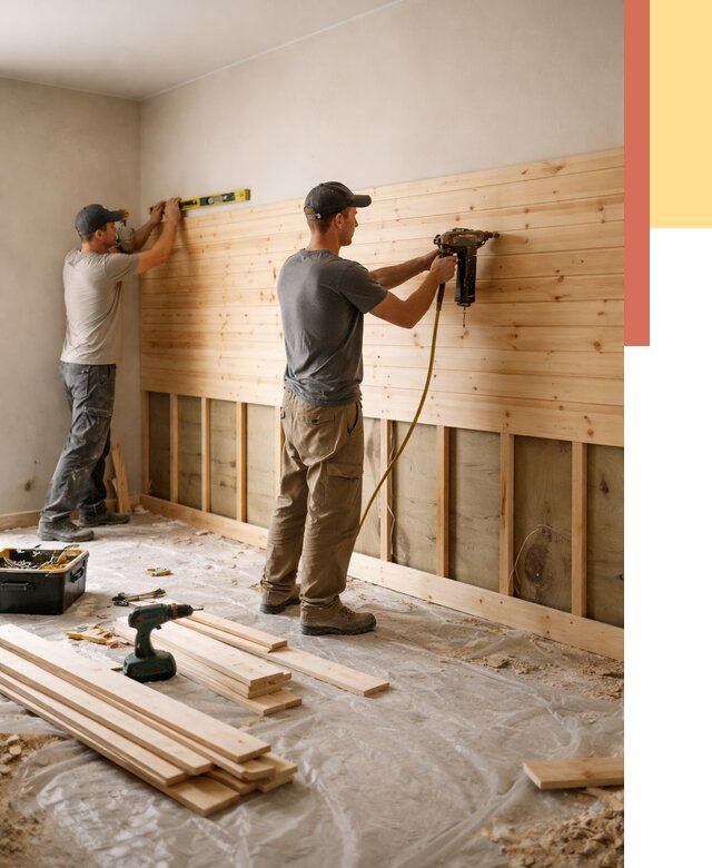 Монтаж деревянной вагонки на стены в Ярцево от 7631 руб. | Услуги монтажа вагонки | ОТДЕЛОЧНИК-Рцв