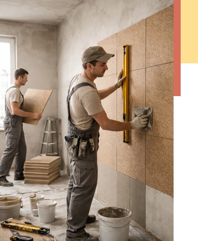 Монтаж пробковых панелей на стены в Ярцево от 3561 руб. — ОТДЕЛОЧНИК-Рцв