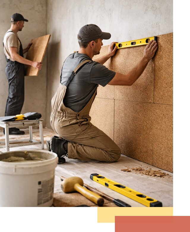 Монтаж пробковых панелей на стены в Ярцево быстро и качественно