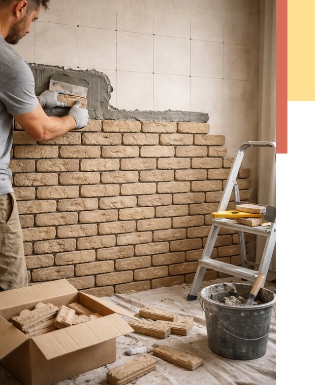 Монтаж декоративного кирпича в Ярцево от 3256 руб./м² — быстро и недорого | ОТДЕЛОЧНИК-Рцв