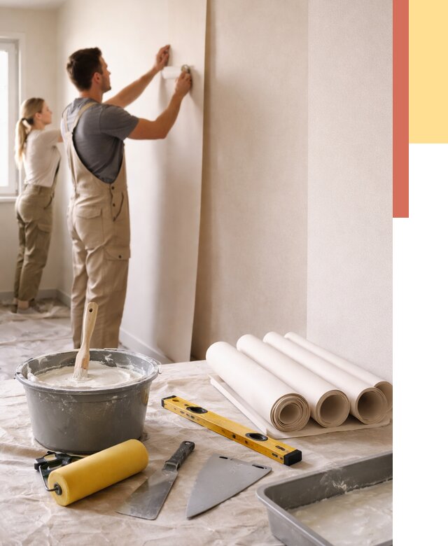 Поклейка бумажных обоев в Ярцево от 5596 руб./м2 — быстро и недорого | ОТДЕЛОЧНИК-Рцв