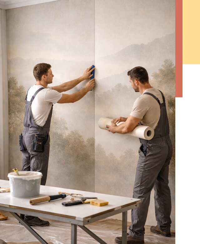 Поклейка фотообоев в Ярцево от 8648 руб/м² — быстро и недорого | ОТДЕЛОЧНИК-Рцв