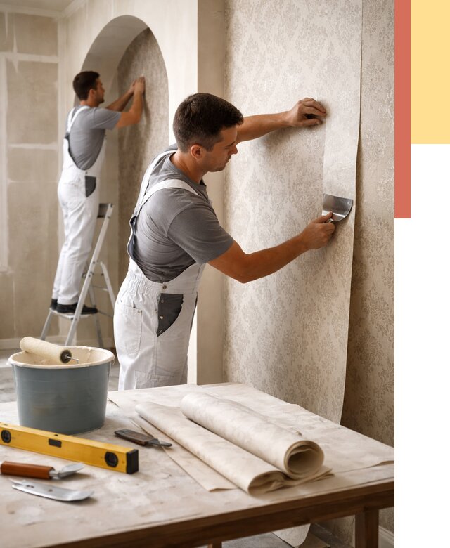 Поклейка обоев на сложные стены в Ярцево от 2849 руб. под ключ | ОТДЕЛОЧНИК-Рцв