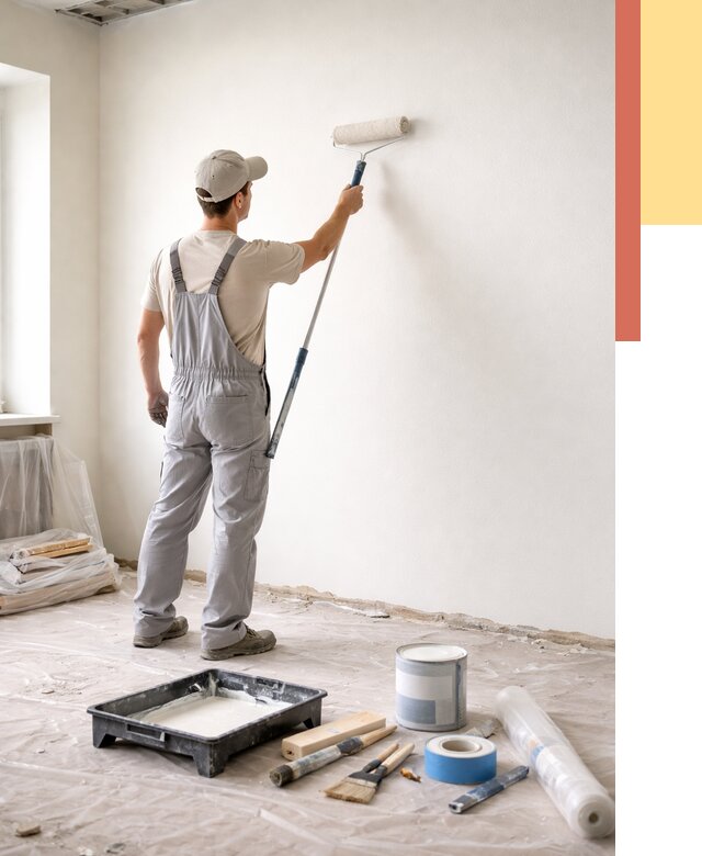 Покраска стен водоэмульсионной краской в Ярцево от 458 руб. за м² | ОТДЕЛОЧНИК-Рцв