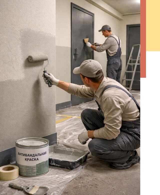 Покраска стен антивандальной краской в Ярцево от 4578 руб./м² под ключ | ОТДЕЛОЧНИК-Рцв