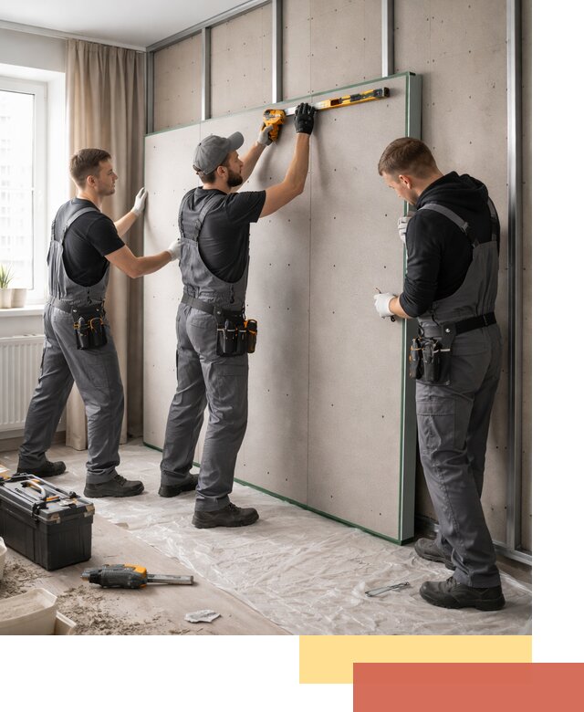 Шумоизоляция стен панелями ЗИПС в Ярцево для жилых и коммерческих помещений