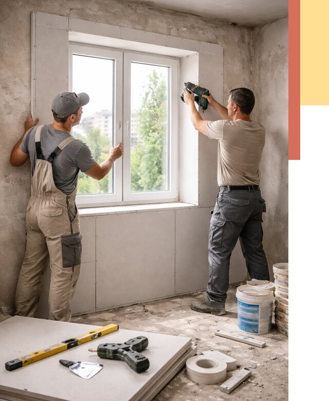 Монтаж откосов из гипсокартона в Ярцево от 4578 руб. под ключ | ОТДЕЛОЧНИК-Рцв