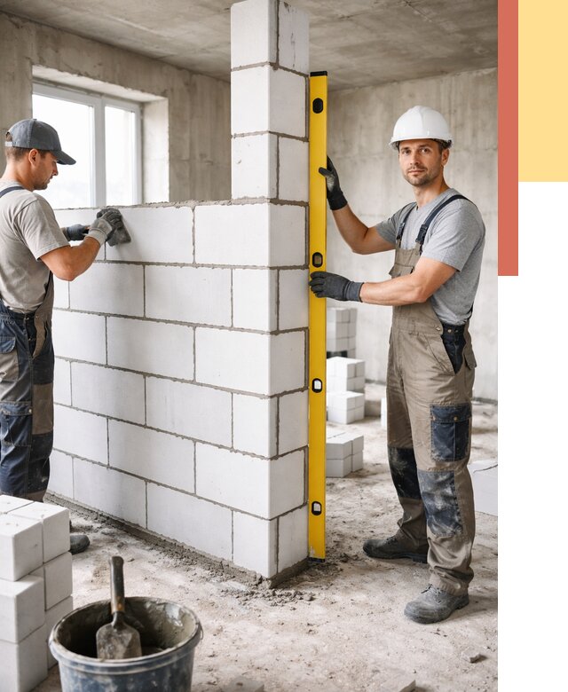 Кладка перегородок из пеноблока в Ярцево от 1831 руб. под ключ | ОТДЕЛОЧНИК-Рцв