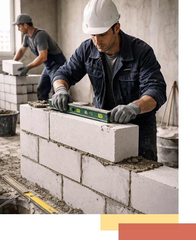 Кладка перегородок из пеноблока под ключ в Ярцево