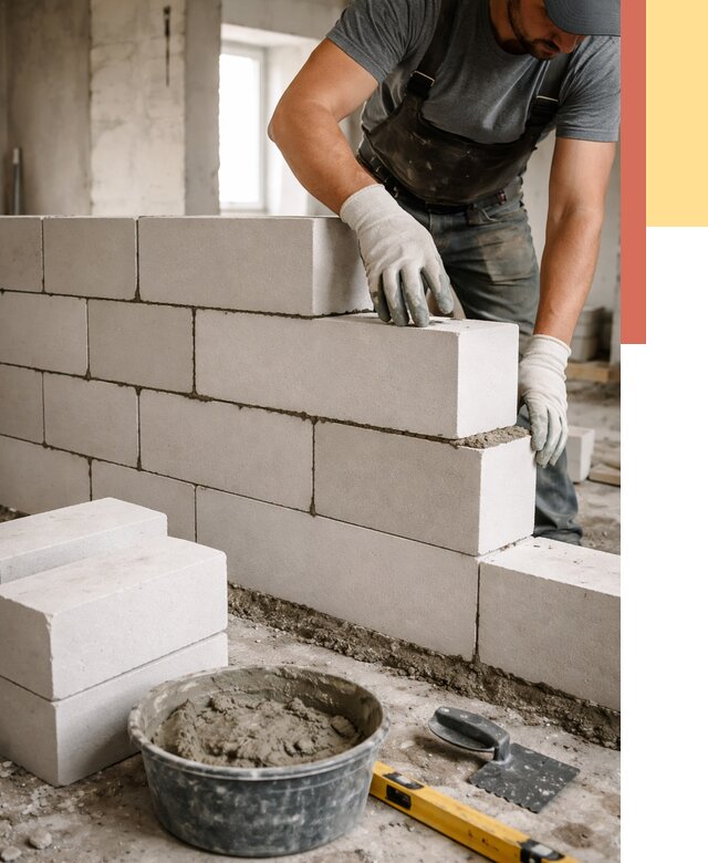 Кладка перегородок из силикатного блока в Ярцево от 4070 руб. под ключ | ОТДЕЛОЧНИК-Рцв