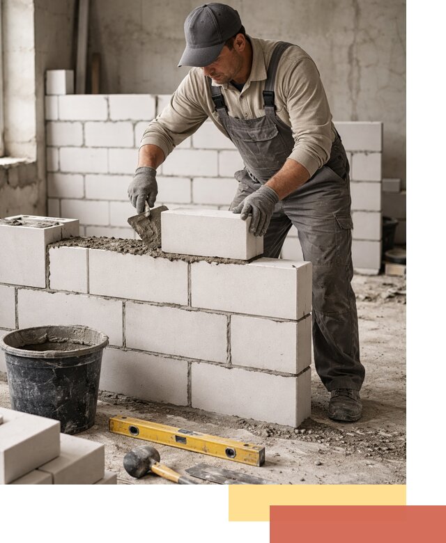 Кладка перегородок из силикатного блока в Ярцево