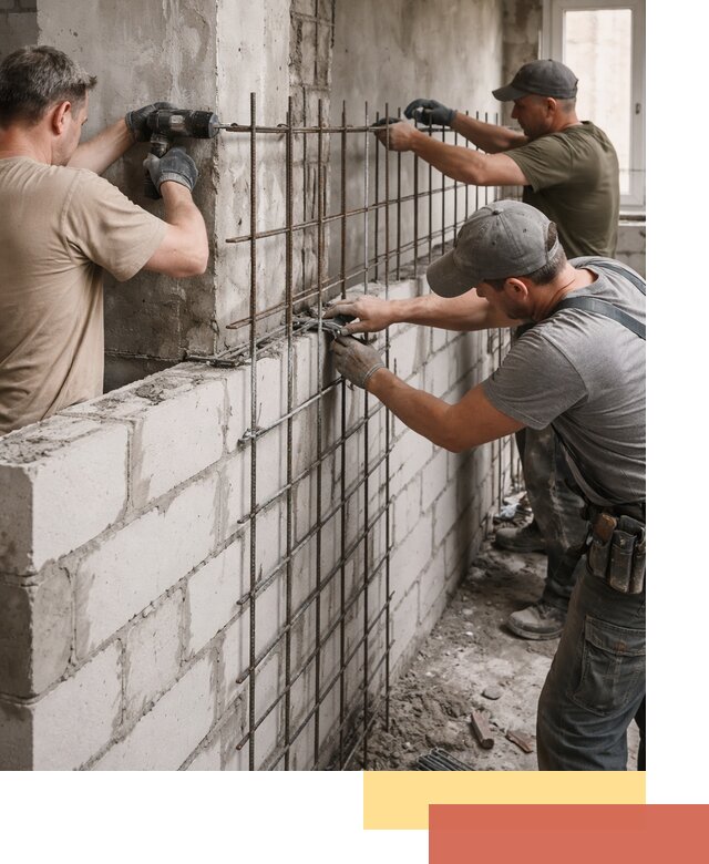 Армирование кладки перегородок в Ярцево профессионально и надёжно
