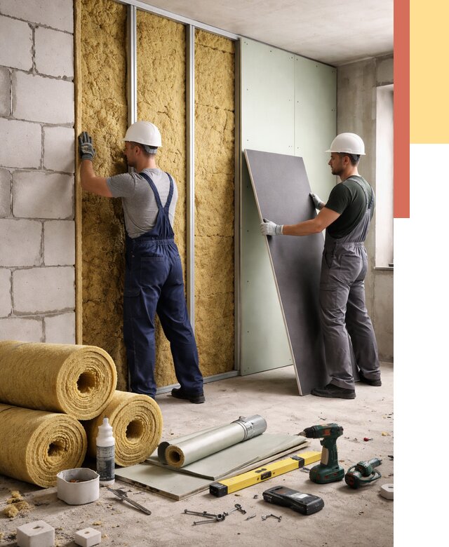 Шумоизоляция перегородок из блоков в Ярцево от 1882 руб./м² — быстро и недорого | ОТДЕЛОЧНИК-Рцв