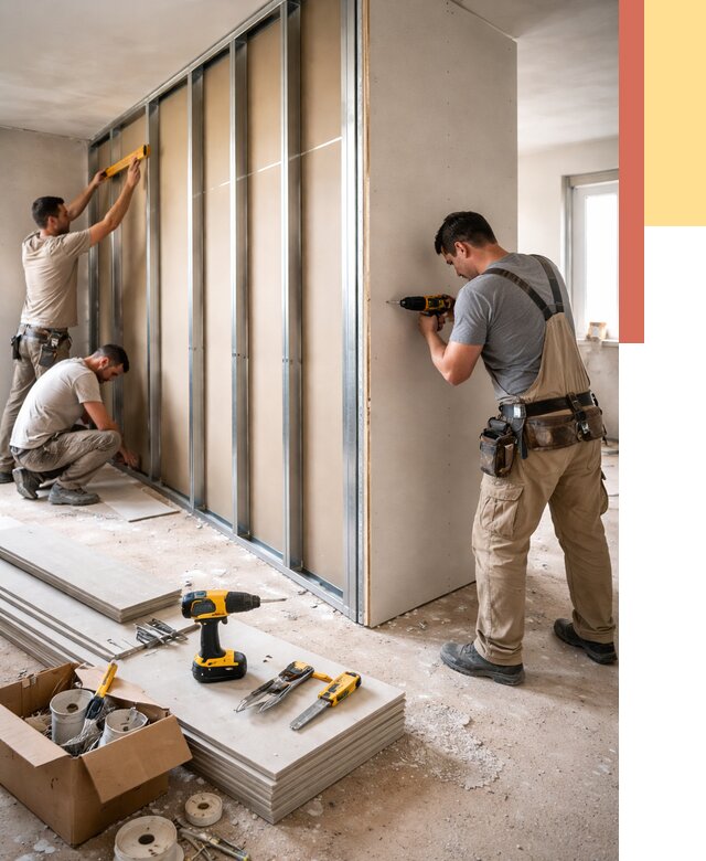 Монтаж однослойной перегородки из гипсокартона в Ярцево от 661 руб. | ОТДЕЛОЧНИК-Рцв