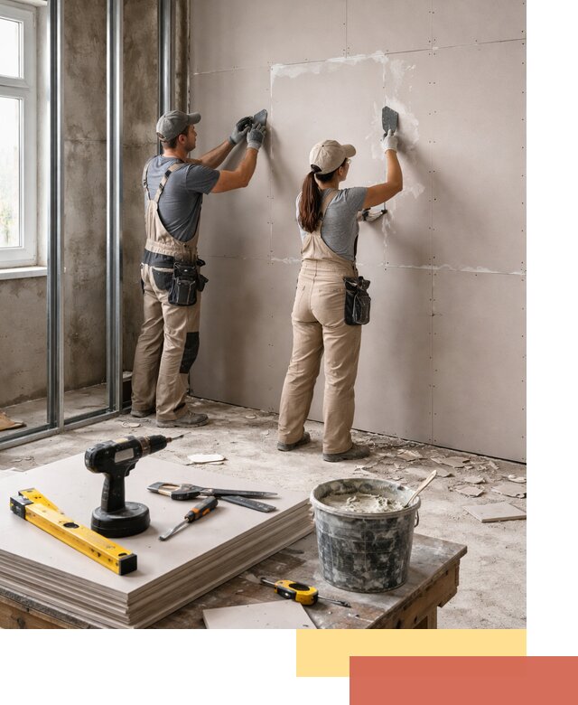 Монтаж двухслойной перегородки из гипсокартона в Ярцево