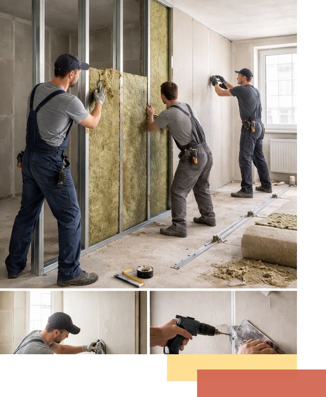 Перегородка из гипсокартона с шумоизоляцией в Ярцево — монтаж под ключ