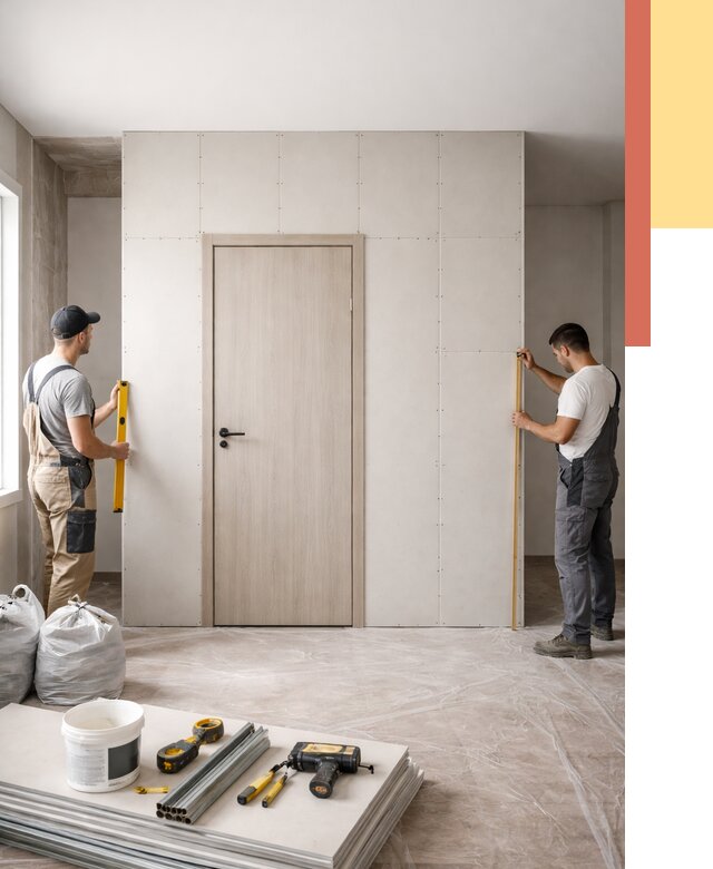 Перегородка из гипсокартона с дверью в Ярцево от 4578 руб. под ключ | ОТДЕЛОЧНИК-Рцв