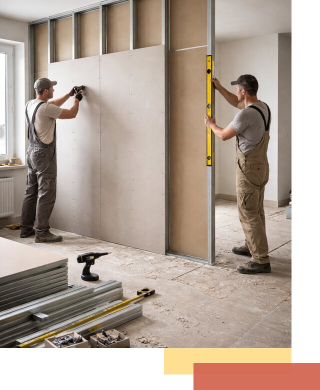 Зонирующая перегородка из гипсокартона под ключ в Ярцево