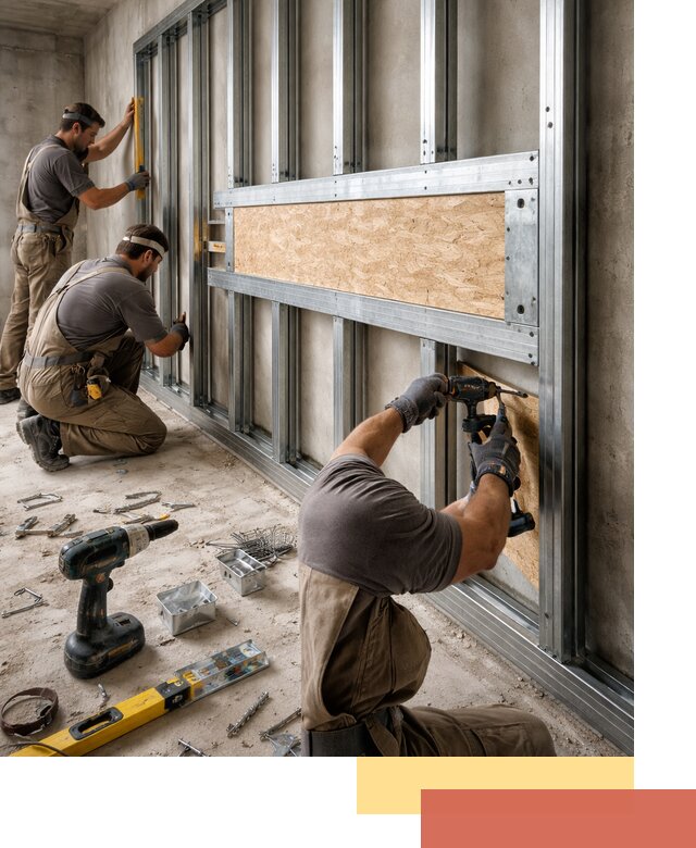 Усиленная перегородка для крепления тяжёлых конструкций в Ярцево