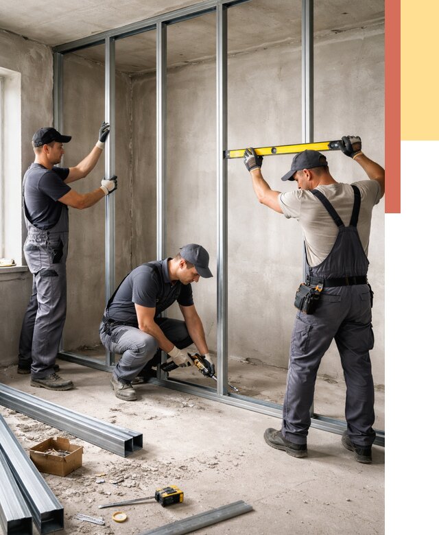 Монтаж каркаса перегородки из профиля в Ярцево от 763 руб. | ОТДЕЛОЧНИК-Рцв