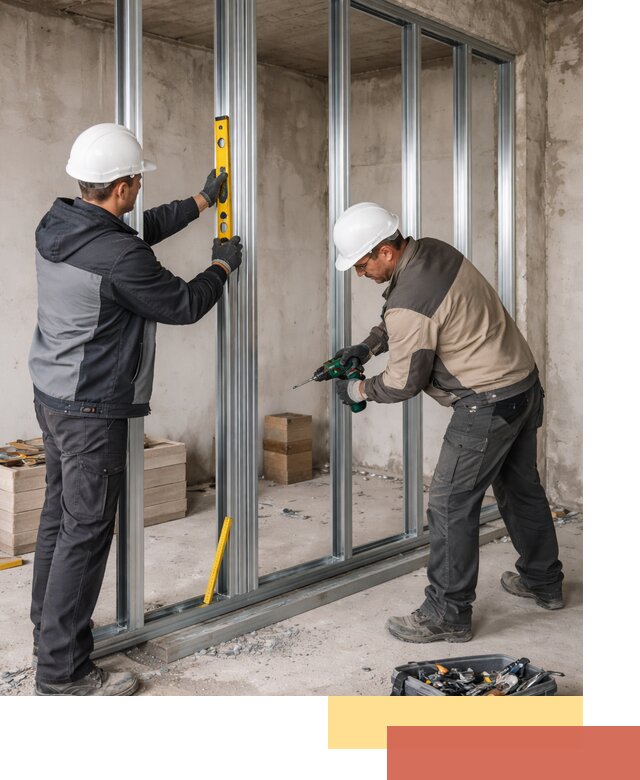 Монтаж каркаса перегородки из профиля в Ярцево