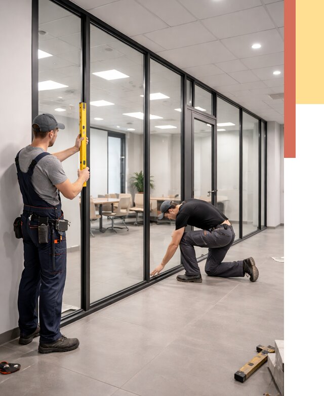 Каркасные стеклянные перегородки в Ярцево под ключ от 9360 руб. | ОТДЕЛОЧНИК-Рцв