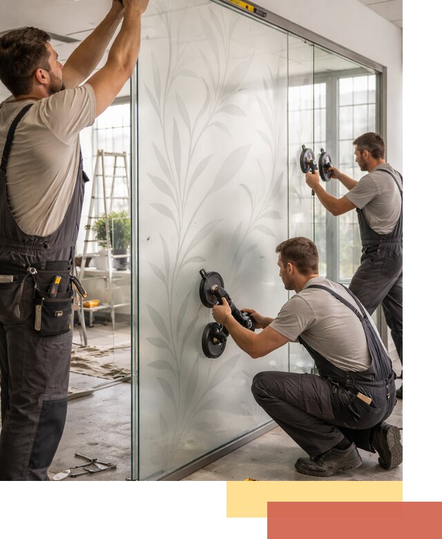 Стеклянные перегородки с рисунком на заказ в Ярцево