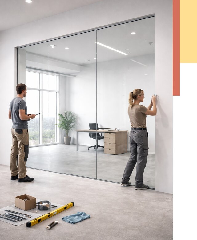 Перегородки из закаленного стекла в Ярцево от 9665 руб. под ключ | ОТДЕЛОЧНИК-Рцв