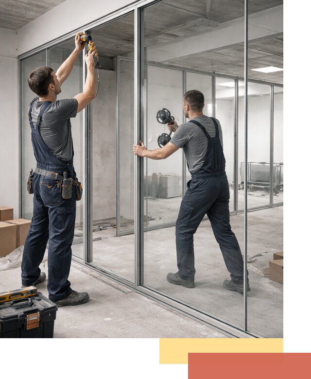 Алюминиевые перегородки со стеклом в Ярцево — изготовление и монтаж