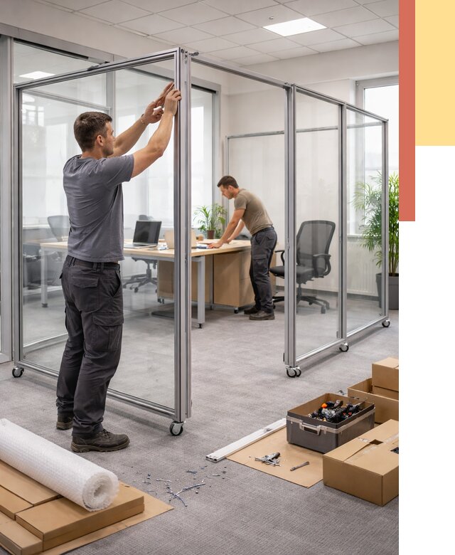 Мобильные офисные перегородки в Ярцево от 12718 руб. — установка под ключ | ОТДЕЛОЧНИК-Рцв