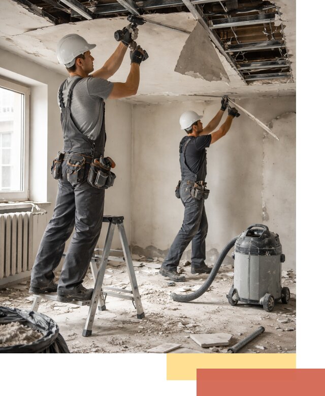 Демонтаж гипсокартонного потолка в Ярцево быстро и аккуратно