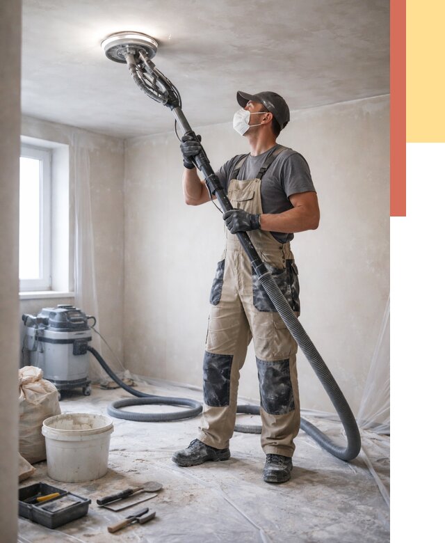 Шлифовка потолка в Ярцево от 3561 руб. — услуги шлифования потолка | ОТДЕЛОЧНИК-Рцв