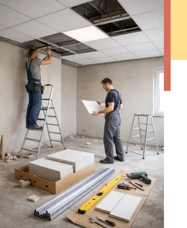 Монтаж потолка армстронг в Ярцево от 4578 руб/м2 — быстрая установка под ключ | ОТДЕЛОЧНИК-Рцв