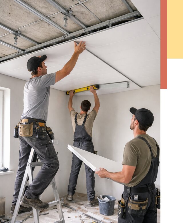 Монтаж потолка из ПВХ панелей в Ярцево от 3561 руб./м2 — быстро и недорого | ОТДЕЛОЧНИК-Рцв