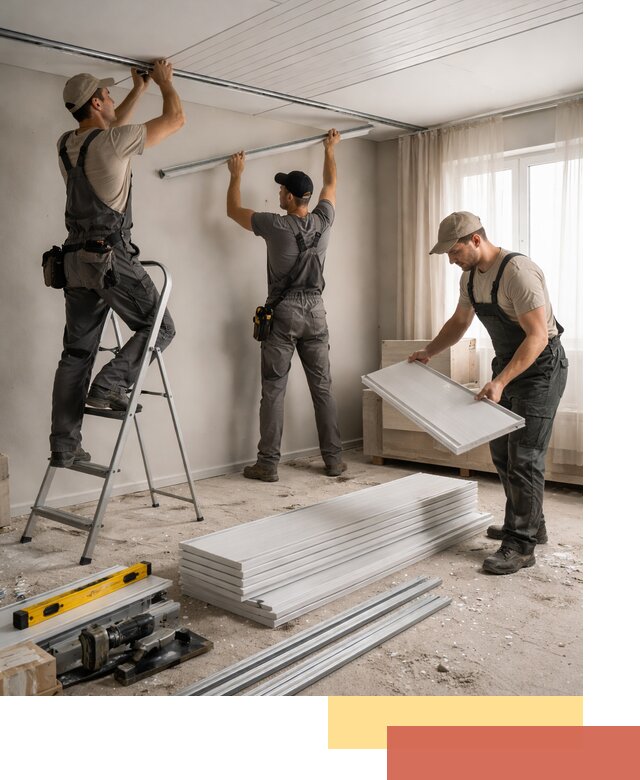 Монтаж потолка из ПВХ панелей в Ярцево оперативно и качественно